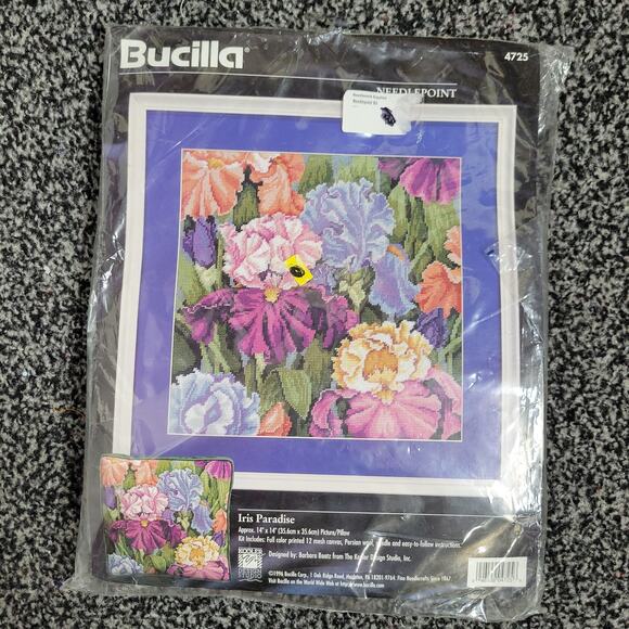 Vintage Bucilla New in Package Cross Stitch Set - Iris Paradise - Picture 1 of 7